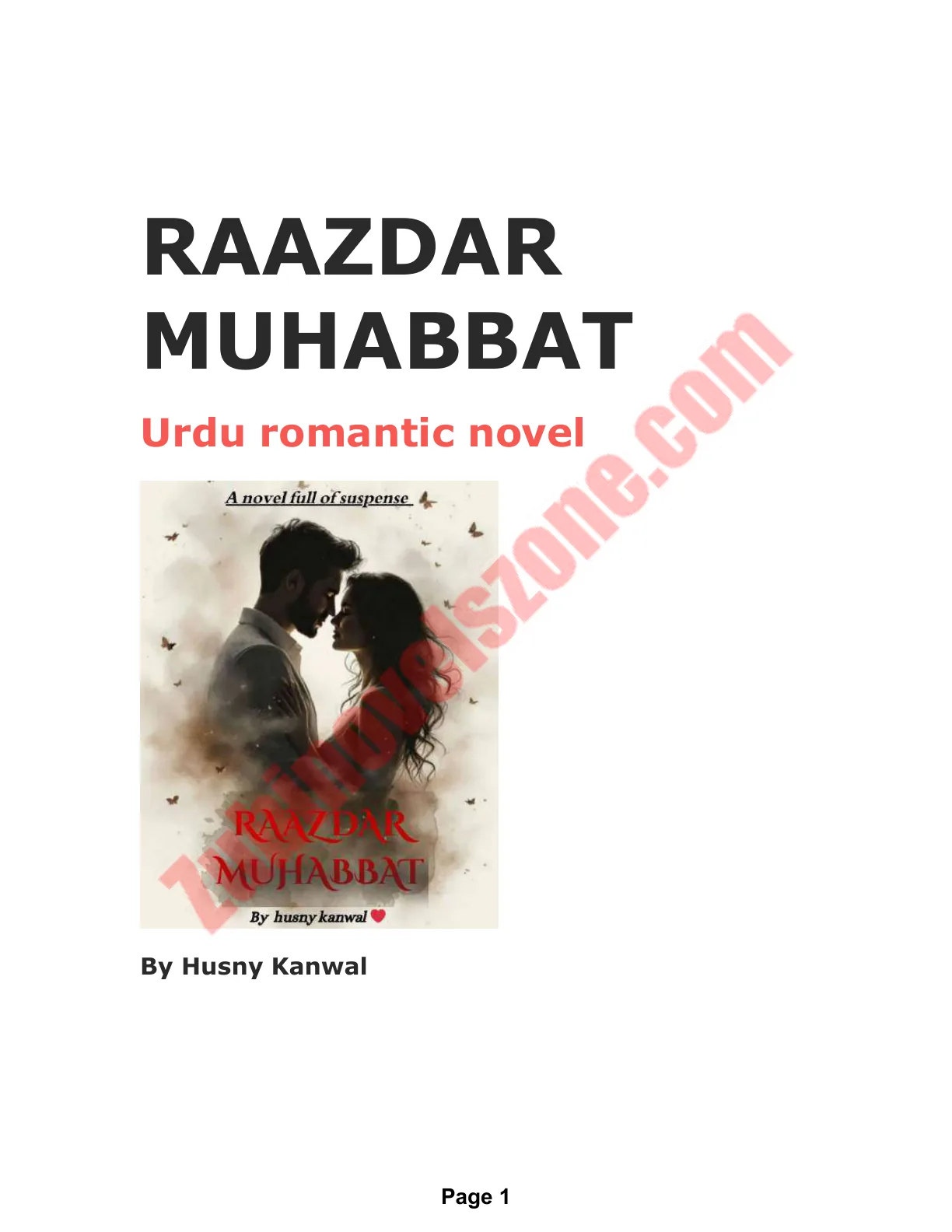 Published cover of Razdar-e-Mohabbat by Husny Kanwal
